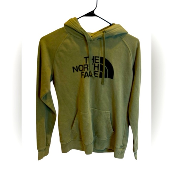 The North Face Army Green & Black Logo Graphic Hooded Sweatshirt Size XS - Picture 1 of 3
